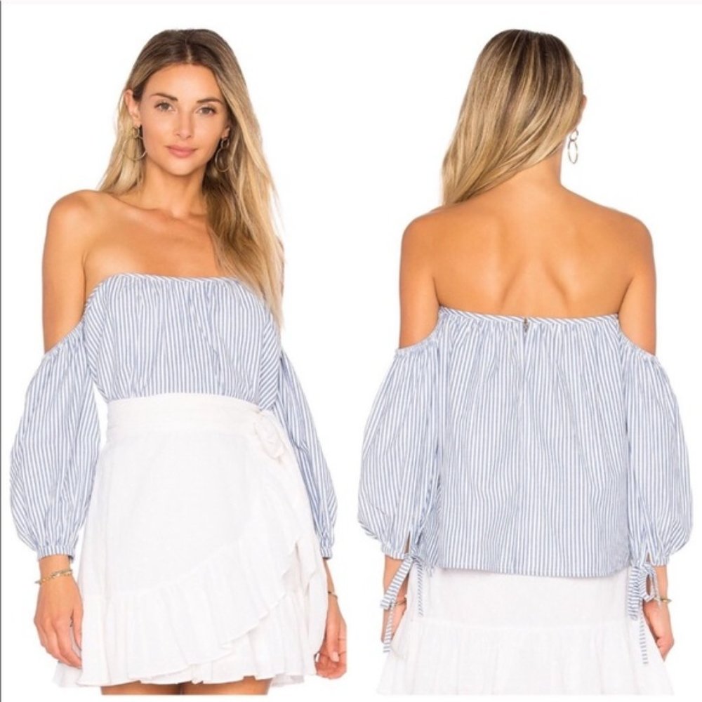 TULAROSA striped off-shoulder striped top